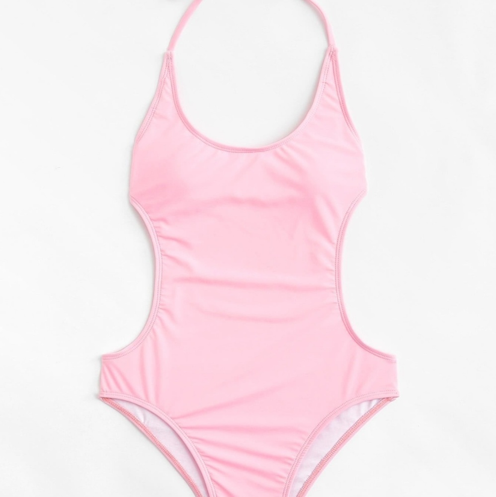 Light pink one cut out swimsuit